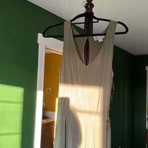 Saturday Sunday by Anthropology. Long green jumpsuit. Sleeveless.